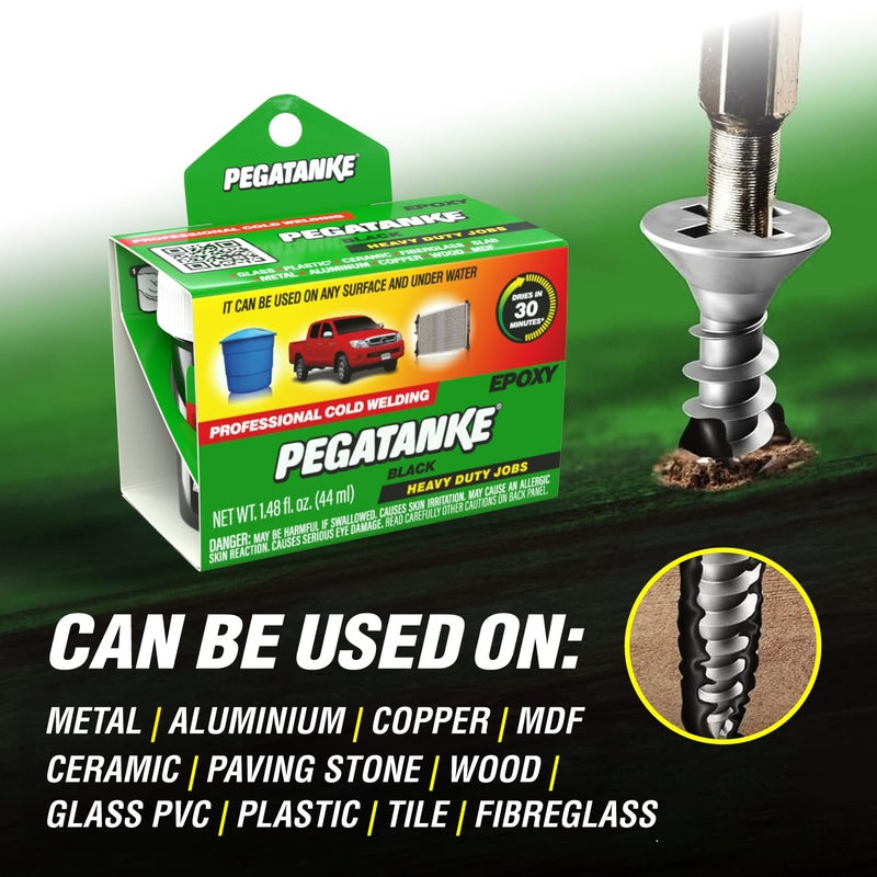 PEGATANKE - Black 2 Part Epoxy Resin & Cold Weld Adhesive | High Strength Liquid Metal Glue for Fuel Tanks & General Repair | High Temperature Epoxy for Cold Welding Waterproof Bonds (1.48 oz) - Image 5